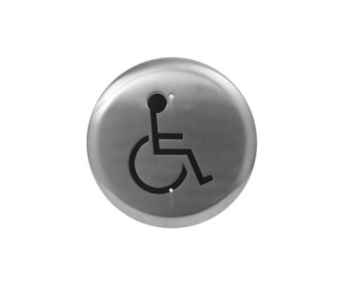 Camden Door Controls CM-60K-2-WT 6' Stainless Steel Round Push Plate Switch 'WHEELCHAIR' Symbol, Blue Boot and Water Tight Coating