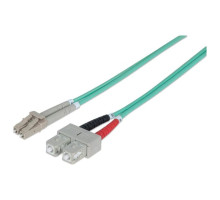 Intellinet 750158 Fiber Optic Patch Cable, Duplex, Multimode, 7 Feet, Aqua