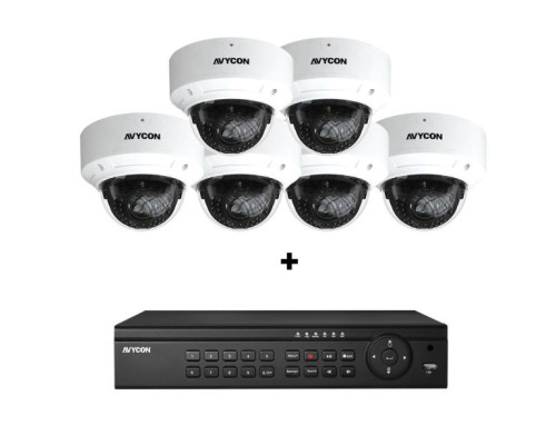 Avycon AVK-HN41V6-4T  8 Channel NVR, 2TB with 6 x 4MP H.265 Outdoor Dome Cameras