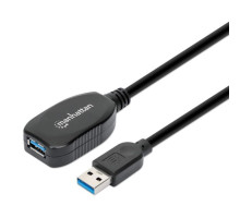 Manhattan 150712 USB-A Male to USB-A Female Cable, 5m (16ft), SuperSpeed USB (USB 3.2 Gen 1), 5 Gbps, Black