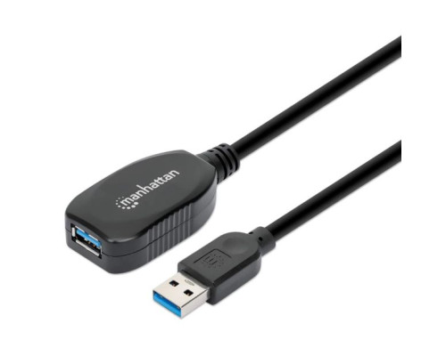 Manhattan 150712 USB-A Male to USB-A Female Cable, 5m (16ft), SuperSpeed USB (USB 3.2 Gen 1), 5 Gbps, Black