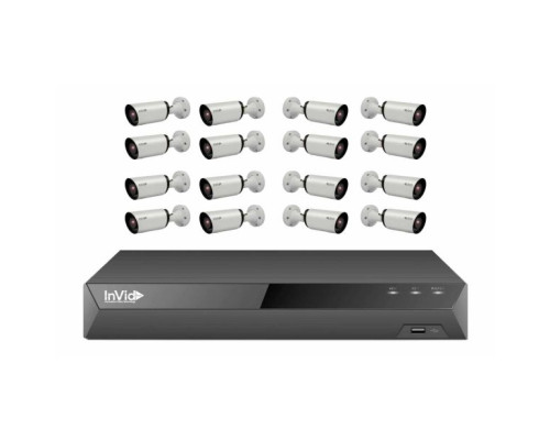 INVID1KIT 16 Security Camera Kit 2MP Bullet Cameras 6TB