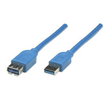 Manhattan 322379 USB-A Male to USB-A Female Cable, 2m (6.5ft), SuperSpeed USB (USB 3.2 Gen 1), 5 Gbps, Blue