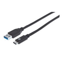 Manhattan 354639 USB 3.2 Gen 2, Type-A Male to Type-C Male Cable, 10 Gbps, 50 cm (20 in), USB-IF Certified, Black