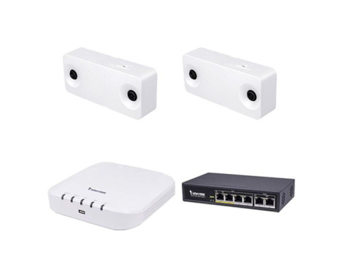 Vivotek CCS-2D 2 X 2MP Indoor People Counting Cameras, 8 Channel NVR, No HDD and 4 Port PoE Switch