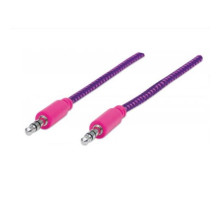 Manhattan 352826 Braided Audio Cable 3.5mm Stereo Male to Male, Purple/Pink, 1 m (3 ft.)