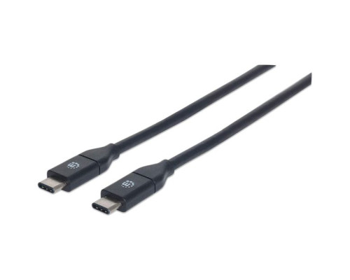 Manhattan 353526 USB-C Male to USB-C Male, 1m (3ft), SuperSpeed+ USB Cable, 10 Gbps, 60 W / 3 A, 4K@60Hz, Black