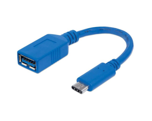 Manhattan 353540 USB 3.2 Gen 1, Type-C Male to Type-A Female Cable, 5 Gbps, 15 cm (6 in), Blue