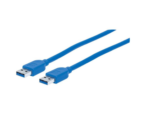 Manhattan 354295 USB-A Male to USB-A Male Cable, 1.8m (6ft), SuperSpeed USB (USB 3.2 Gen 1), 5 Gbps, Blue