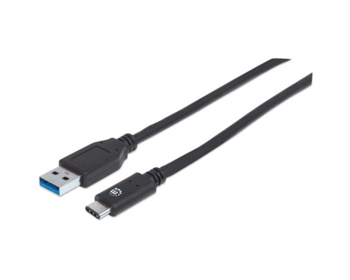 Manhattan 354639 USB 3.2 Gen 2, Type-A Male to Type-C Male Cable, 10 Gbps, 50 cm (20 in), USB-IF Certified, Black