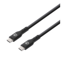 Manhattan 354899 USB-C Male to USB-C Male, 0.5m (1.5ft), SuperSpeed+ USB Cable, 10 Gbps, 60 W / 3 A, 4K@60Hz, Black