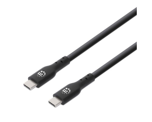 Manhattan 354899 USB-C Male to USB-C Male, 0.5m (1.5ft), SuperSpeed+ USB Cable, 10 Gbps, 60 W / 3 A, 4K@60Hz, Black