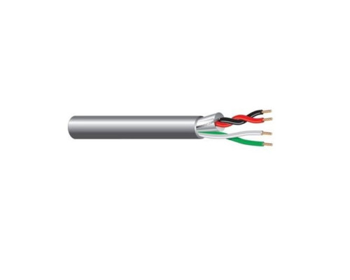 West Penn 356GY0500 4 Conductor Shielded/Unshielded 22/18AWG CMR Cable, 500', Gray