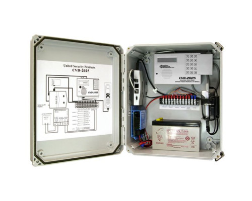 United Security Products CVD-2025 PKG Cellular Dialer Back up in NEMA cabinet w/ AVD-2010 Dialer