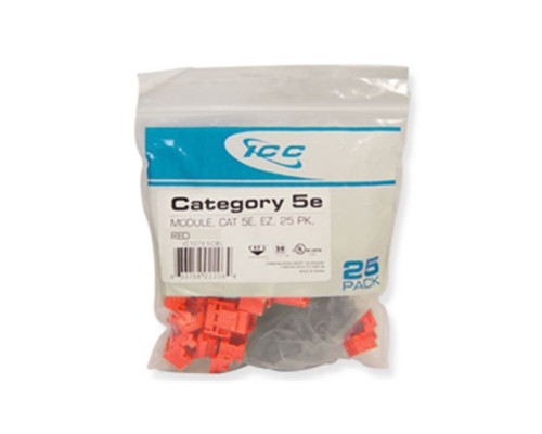 ICC IC107E5CRD EZ Keystone Jacks, 25-Pk, Red