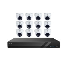 InVid PAR-16CHTX5MPKITHD 16 Channel DVR with 12 x 5 Megapixel Dome Cameras, 3 x 4CH Power Supplies,  12 x Plug and Play Cables