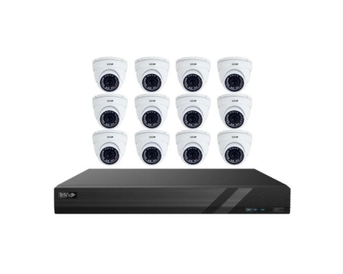 InVid PAR-16CHTX5MPKITHD 16 Channel DVR with 12 x 5 Megapixel Dome Cameras, 3 x 4CH Power Supplies,  12 x Plug and Play Cables