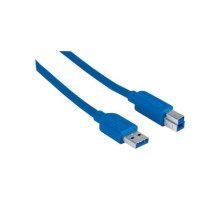 Manhattan 393881 SuperSpeed USB B Device Cable, Type-A Male to Type-B Male, 2 m (6.5 ft.), Blue