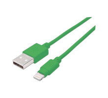 Manhattan 394444 iLynk USB Cable with Lightning Connector, Type-A Male to 8-Pin Male, 15 cm (6 in.), Green