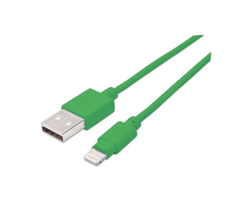 Manhattan 394444 iLynk USB Cable with Lightning Connector, Type-A Male to 8-Pin Male, 15 cm (6 in.), Green