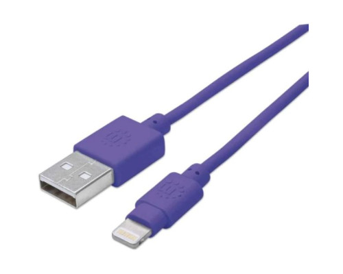 Manhattan 394451 iLynk USB Cable with Lightning Connector Type-A Male to 8-Pin Male, 15 cm (6 in.), Purple