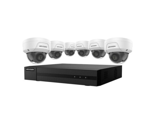 Hikvision EKI-K82D46 8-Channel 4K NVR 2TB with 6 x 4MP Outdoor Dome Cameras, 2.8mm Lens