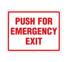 Maxwell SN-132 Push for Emergency Exit Sign -8 x 6 - Red & White