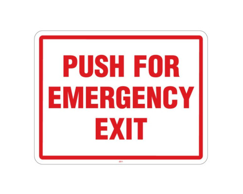 Maxwell SN-132 Push for Emergency Exit Sign -8 x 6 - Red & White