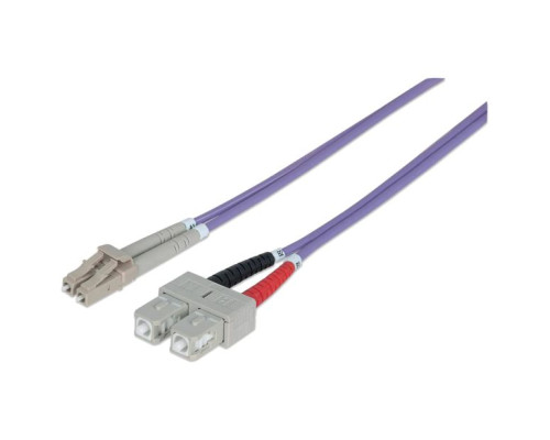 Intellinet 750929 Fiber Optic Patch Cable, Duplex, Multimode, 7 Feet, Violet