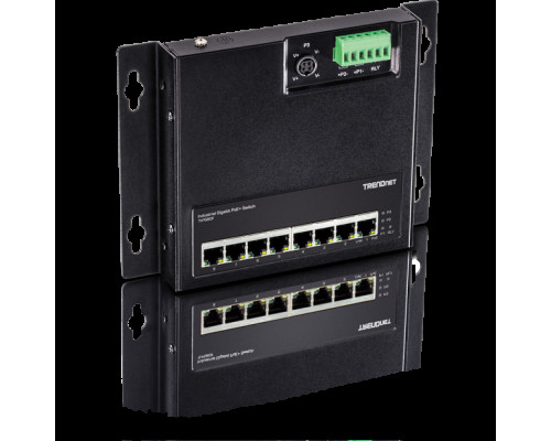 TRENDnet TI-PG80F 8-Port Industrial Gigabit PoE+ Wall-Mount Front Access Switch