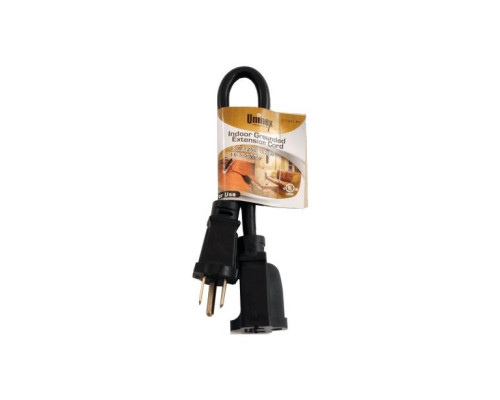 ENS EC1601BK 1ft. Indoor Grounded Extension Cord