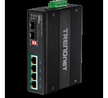 TRENDnet TI-PG62B 6-Port Industrial Gigabit PoE+ DIN-Rail Switch