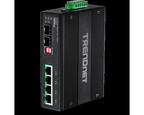 TRENDnet TI-PG62B 6-Port Industrial Gigabit PoE+ DIN-Rail Switch