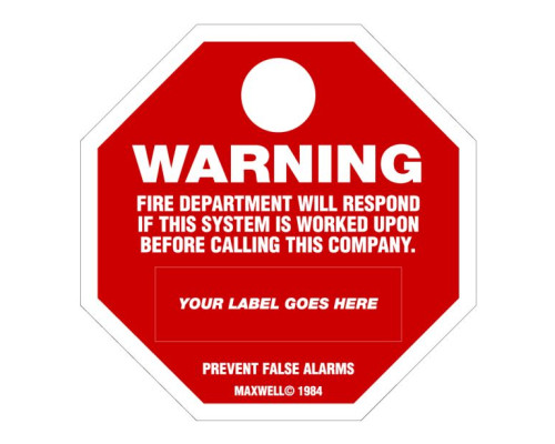 Maxwell SN-130 Fire Department Valve Sign - 4 x 4 - Red & White