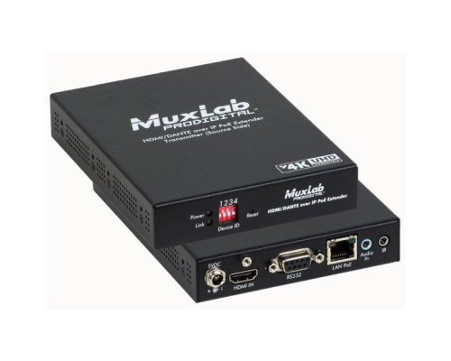 MuxLab 500759-TX-Dante HDMI/Dante over IP PoE Transmitter, UHD-4K