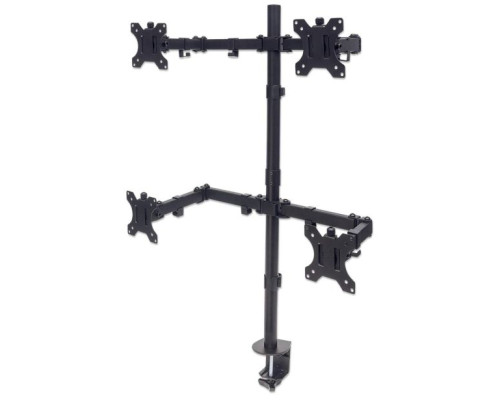 Manhattan 461566 Universal Four Monitor Mount with Double-Link Swing Arms