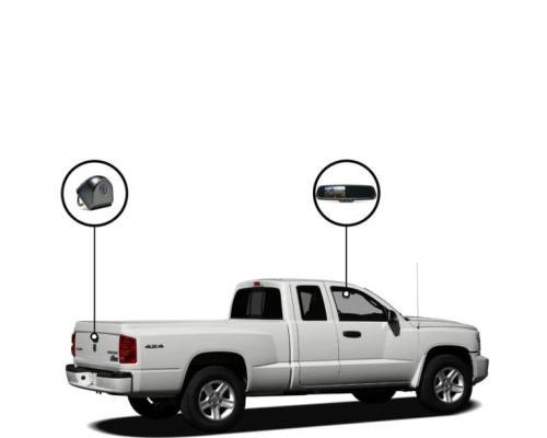 RVS Systems RVS-718513-02 420 TVL Dodge Tailgate Camera, (Dodge Dakota) Dodge Bluetooth Mirror Monitor, 33ft Cable