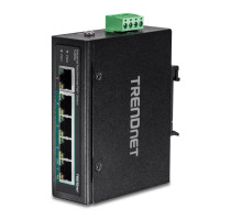 TRENDnet TI-PE50 5-Port Industrial Fast Ethernet PoE+ DIN-Rail Switch