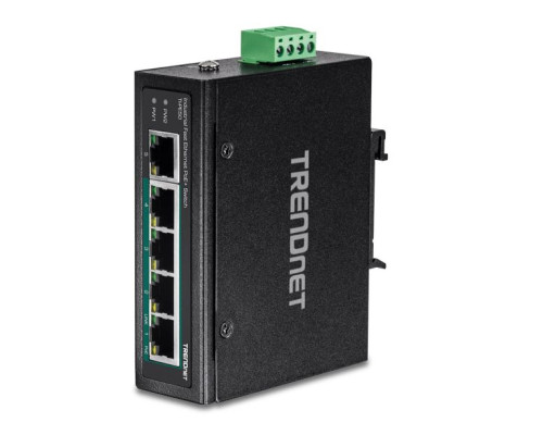 TRENDnet TI-PE50 5-Port Industrial Fast Ethernet PoE+ DIN-Rail Switch