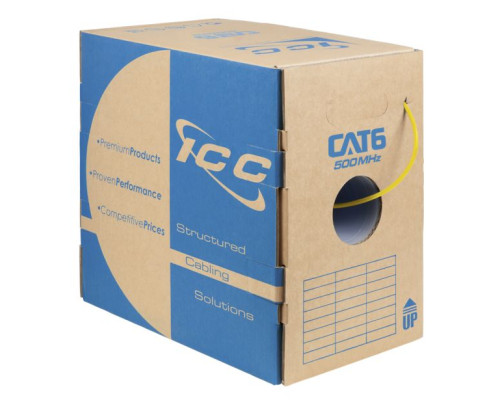 ICC ICCABT6VYL 500Mhz CAT6 Bulk Cable with 23 AWG UTP Solid Wires, CMP Jacket in a Pull Box, 1000 Feet, Yellow