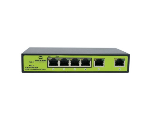 Syncom CMA-F6P-60X 4 Port Fast Ethernet PoE Switch with 2 Port Fast Ethernet Uplinks