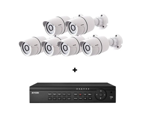 Avycon AVK-HN41B6-4T 8 Channel NVR, 4TB with 6 x 4MP H.265 Outdoor Bullet Cameras