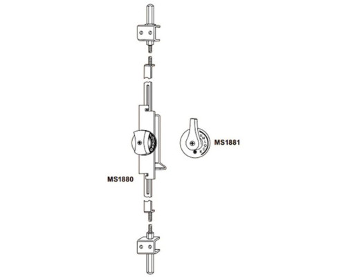 Adams Rite MS1880-02-119 Two-Point Flushbolt with Hourglass Shaped Turn in Black Anodized