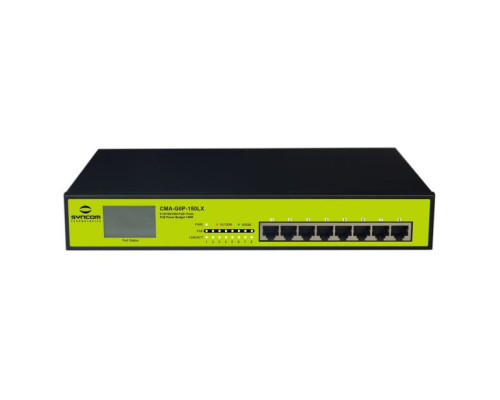 Syncom CMA-G8P-150LX 8 Port Gigabit Ethernet PoE Switch, LCD Usage Display