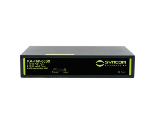 Syncom KA-F6P-60SX 4 Port Fast Ethernet PoE Switch with 2 Port Fast Ethernet Uplinks