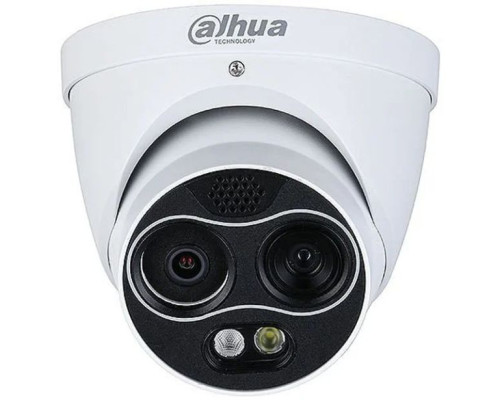 Dahua DHI-TPC-DF1241-B7F8-S2 Lite-Series Hybrid Thermal Turret IP Security Camera with 7mm Thermal Lens, 8mm Visible-Light Lens, White