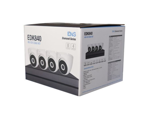 ENS EDK840 Diamond Kit 8CH DVR, 1TB HDD with 4PCS 2MP Fixed Eyeball Security Cameras