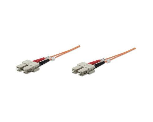 Intellinet 510332 Fiber Optic Patch Cable, Duplex, Multimode, 14 Feet, Orange