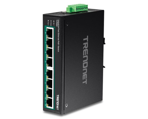 TRENDnet TI-PE80 8-Port Industrial Fast Ethernet PoE+ DIN-Rail Switch