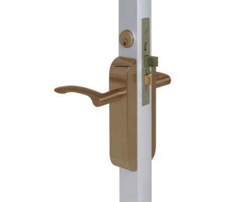 Adams Rite 2190-322-102-10B Dual Force Lock with Radius Strike, Exterior Trim Set and 1-1/8